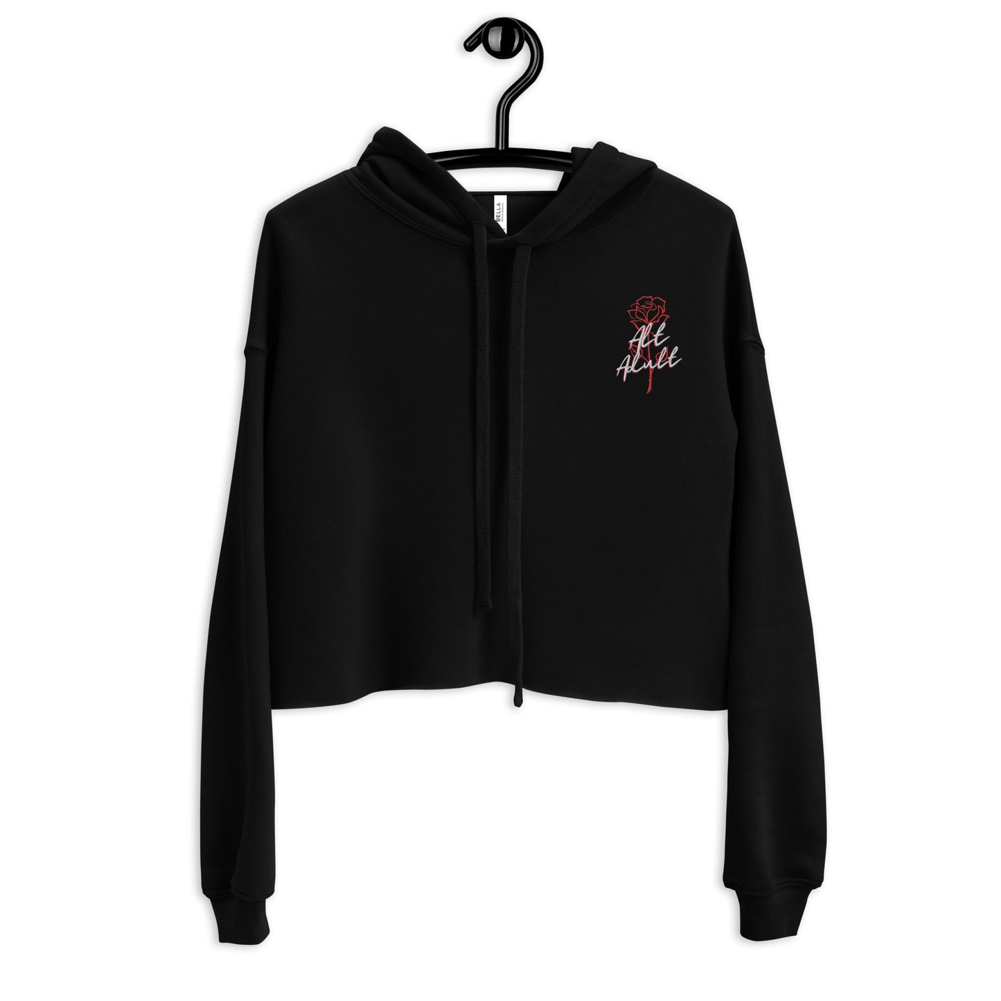 Alt Adult Rose Embroidered Crop Hoodie